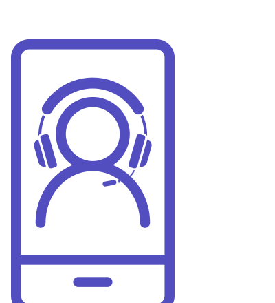 mobile phone icon with customer service representative